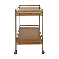 Georgiana Dark Burl Wood & Brass Bar Cart