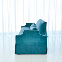 Regal 90" Dragonfly Blue Skirted Sofa