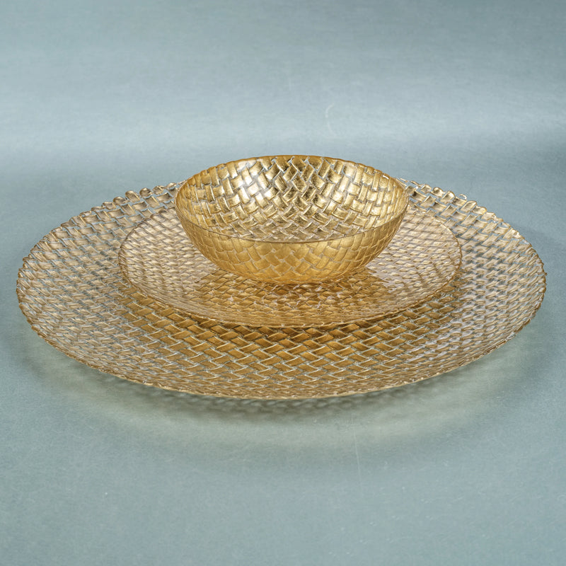 Braided Gold 13" Round Plate - Set of 12