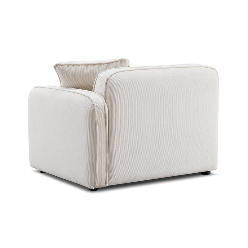 Travie White Sand Performance Corduroy Velvet RAF Corner Chair