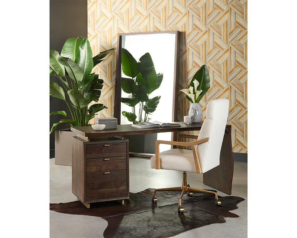 Collin Ivory Tweed & Gold Desk Chair