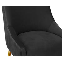 Prado Pleated Performance Grade Black Velvet Bar Stool