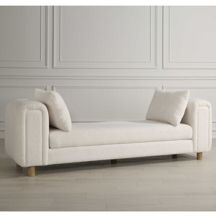 Parkdale Oversized Soft Ivory Faux Sheepskin Bench