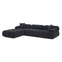 Vogue 118.2" Black Performance Vegan Shearling 4-piece Modular Sectional