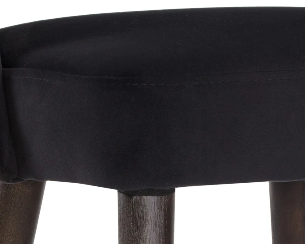 Monae Black Fabric & Antique Brass Counter Stool