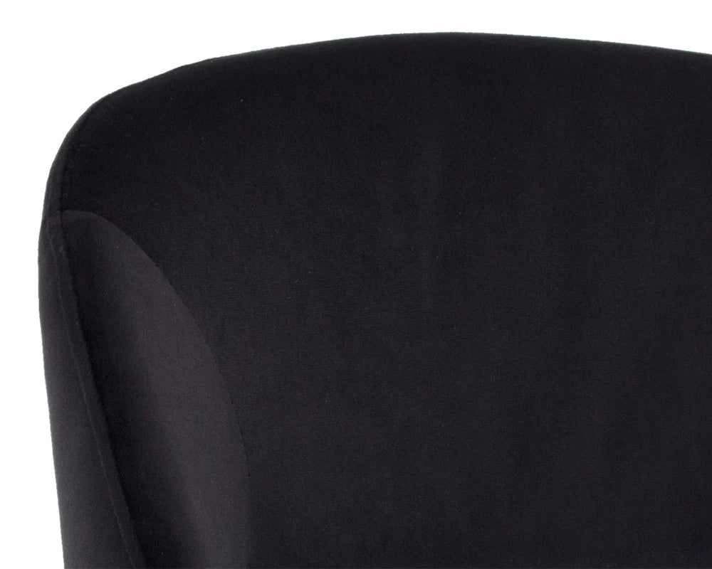 Monae Black Fabric & Antique Brass Counter Stool