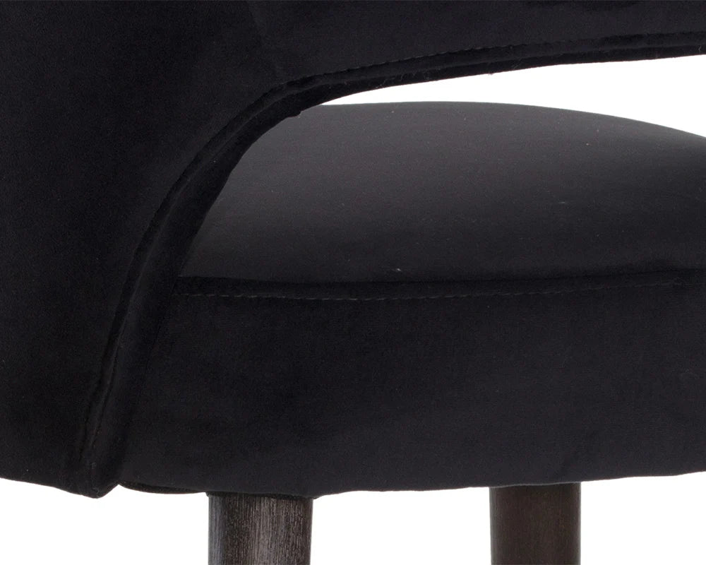 Monae Black Fabric & Antique Brass Counter Stool