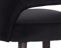 Monae Black Fabric & Antique Brass Counter Stool