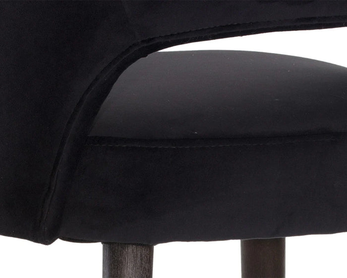 Monae Black Fabric & Antique Brass Counter Stool