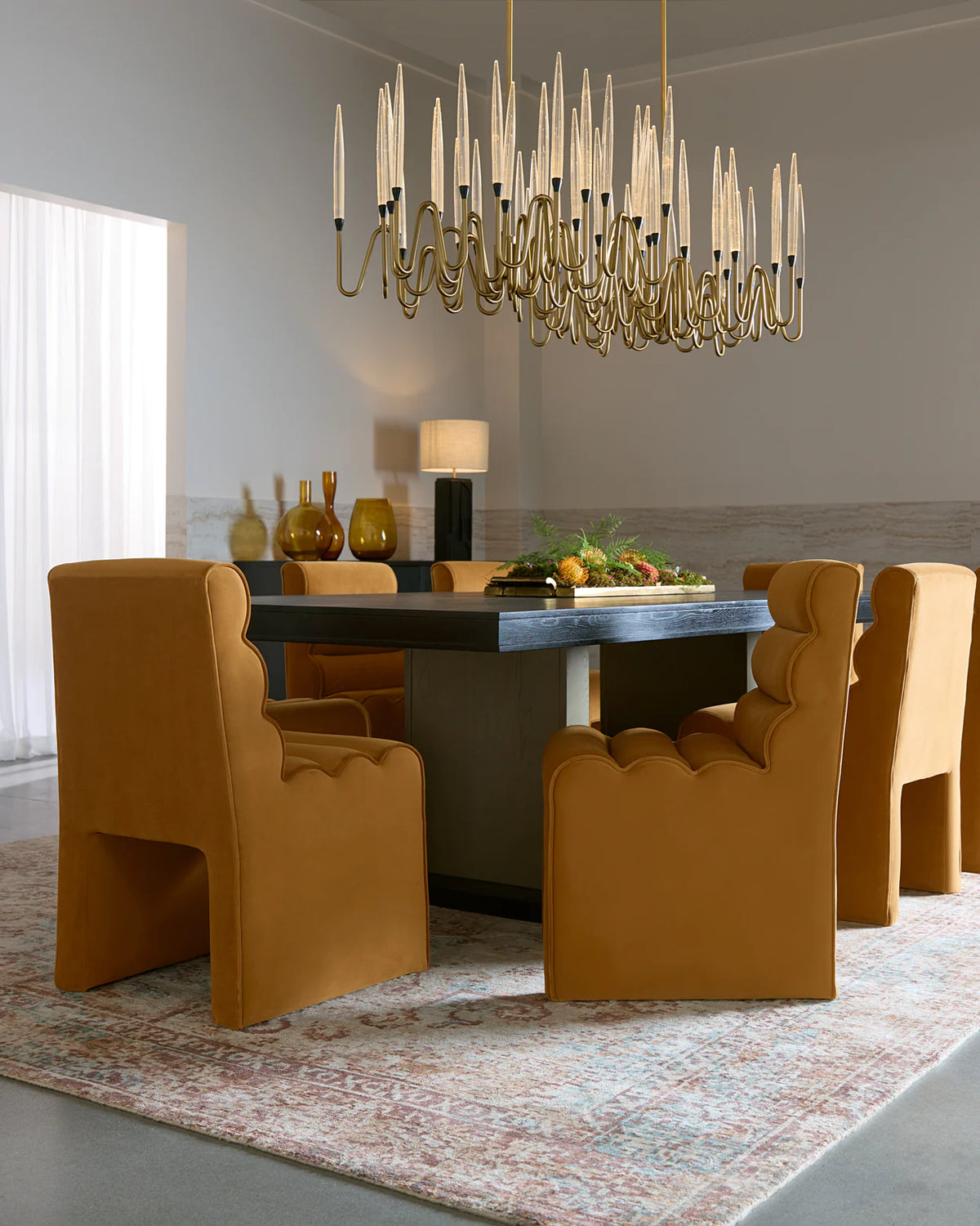 Judson 100" Black Oak & Warm Brass Dining Table