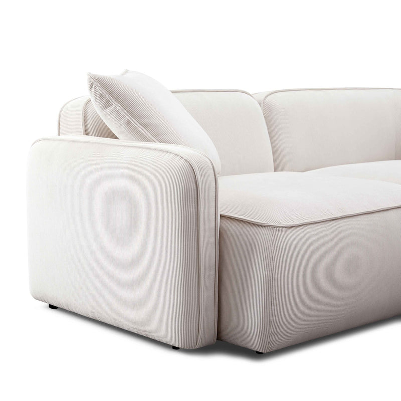 Travie 78" White Sand Performance Corduroy Velvet Modular Loveseat