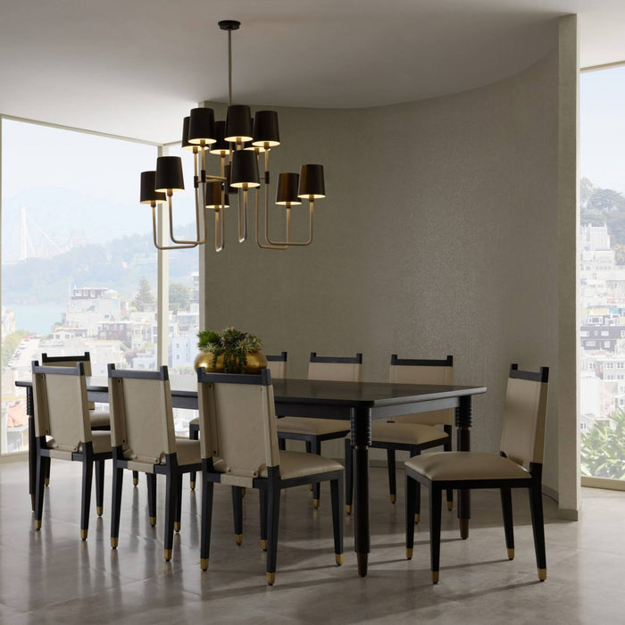 Talie 96" Brown Modern Oak & Antique Brass Dining Table