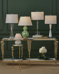 Fiore 72" White Marble & Polished Brass Console Table