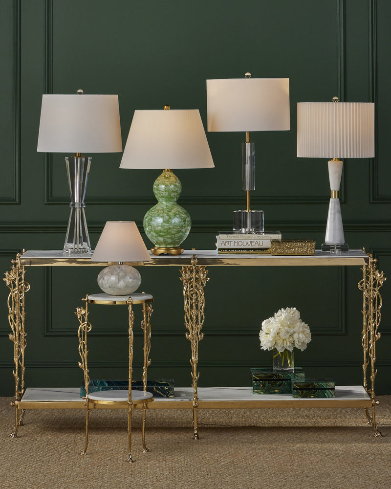 Fiore 72" White Marble & Polished Brass Console Table