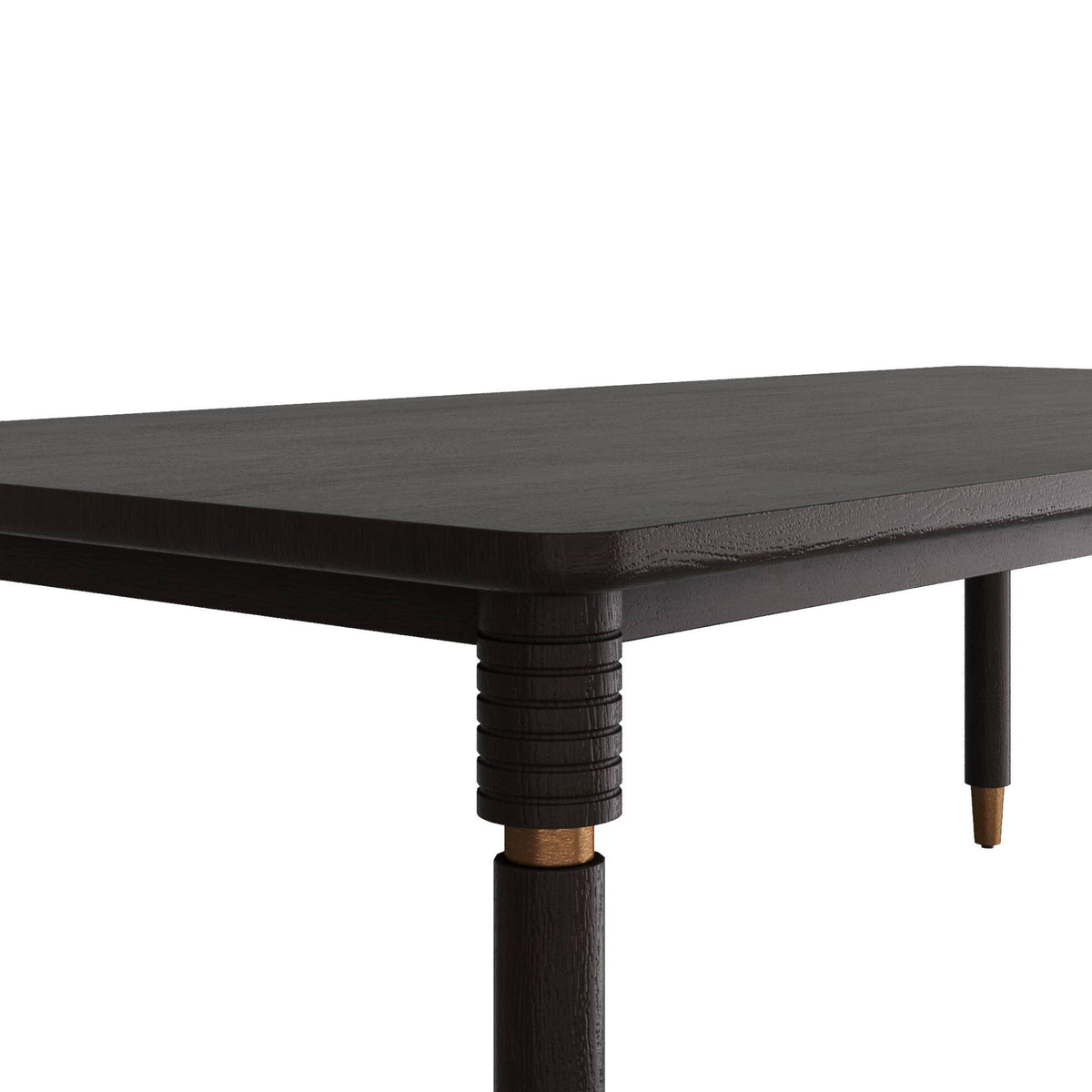 Talie 96" Brown Modern Oak & Antique Brass Dining Table