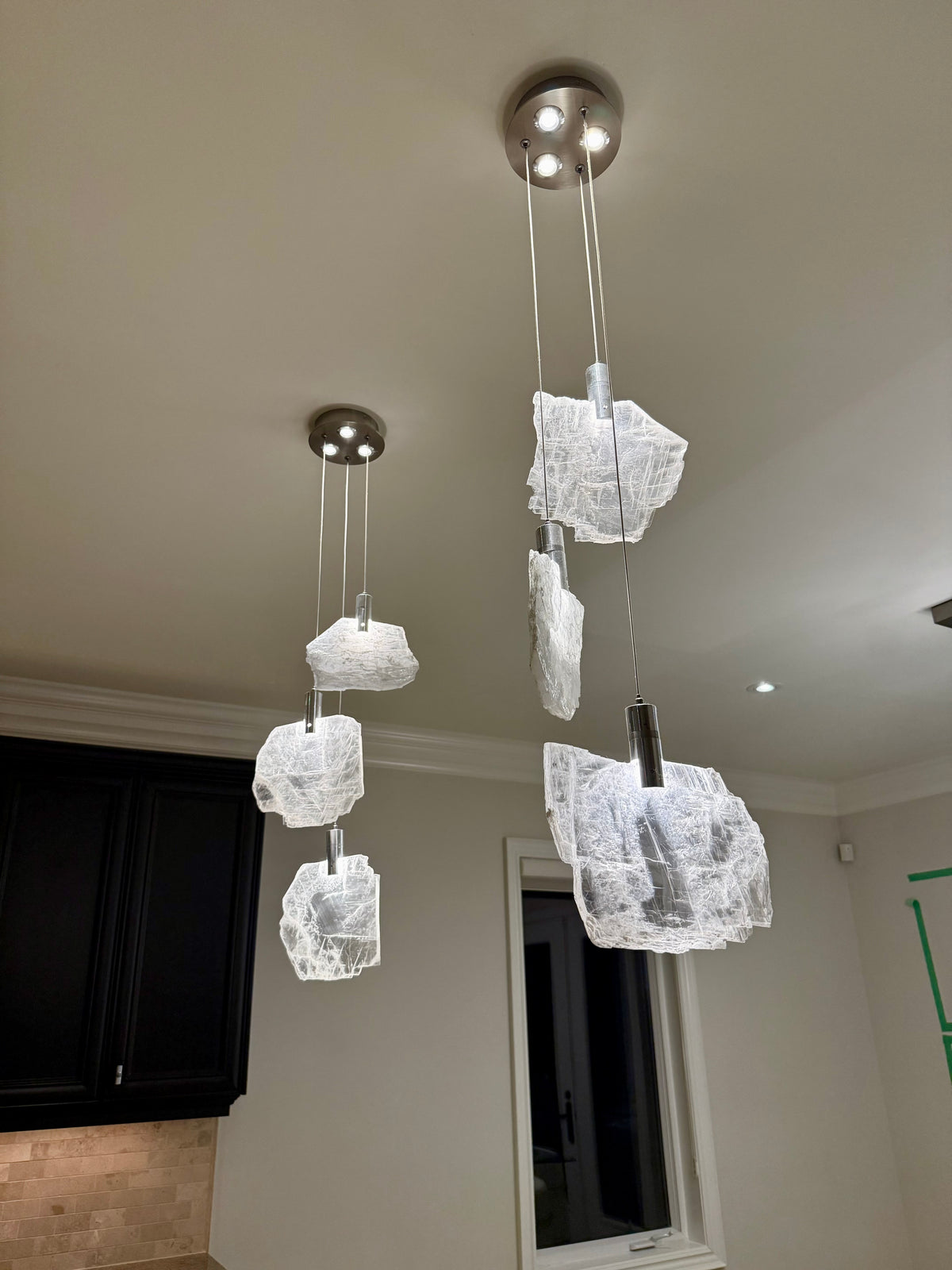 Yve Selenite Pane Six-Light Droplight Chandelier - Luxury Living Collection