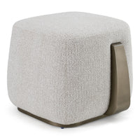 Grace 19.7" Modern Off-White & Antique Brass Ottoman