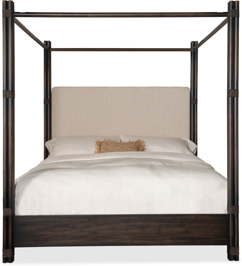Nolita Black Sand Upholstered Poster Bed With Canopy