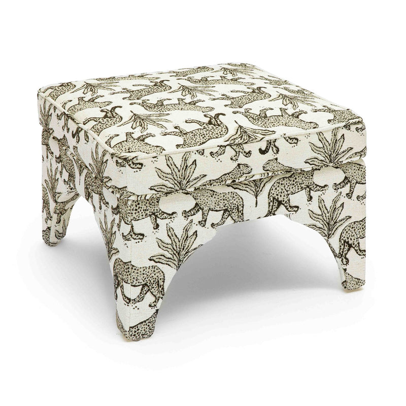 Kaelie Taupe Leopard Jacquard Ottoman