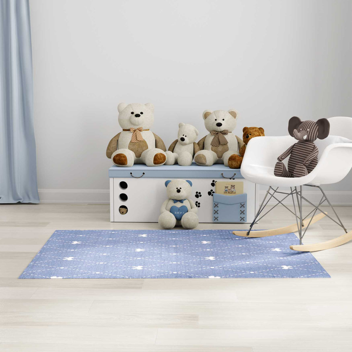 Bows Blue & White Area Rug