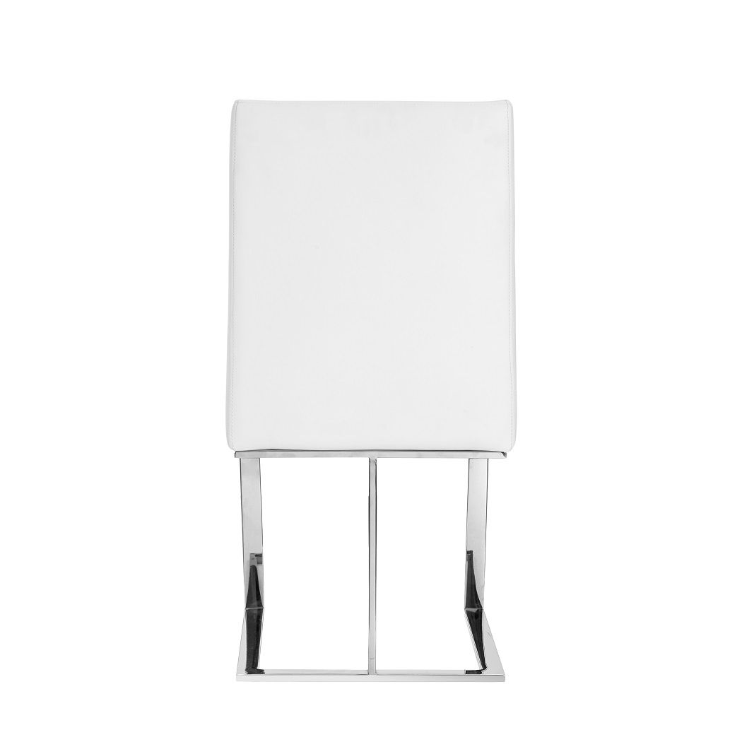 Camille Modern White Faux Leather & Stainless Steel Dining Chair