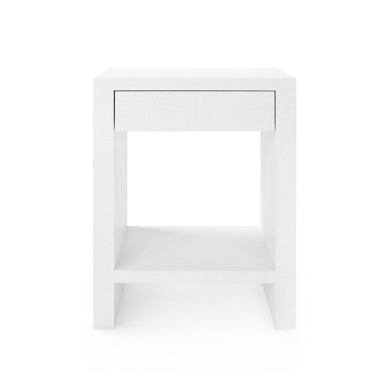 Kynlee 1 Drawer Grasscloth Chiffon White End Table/Nightstand
