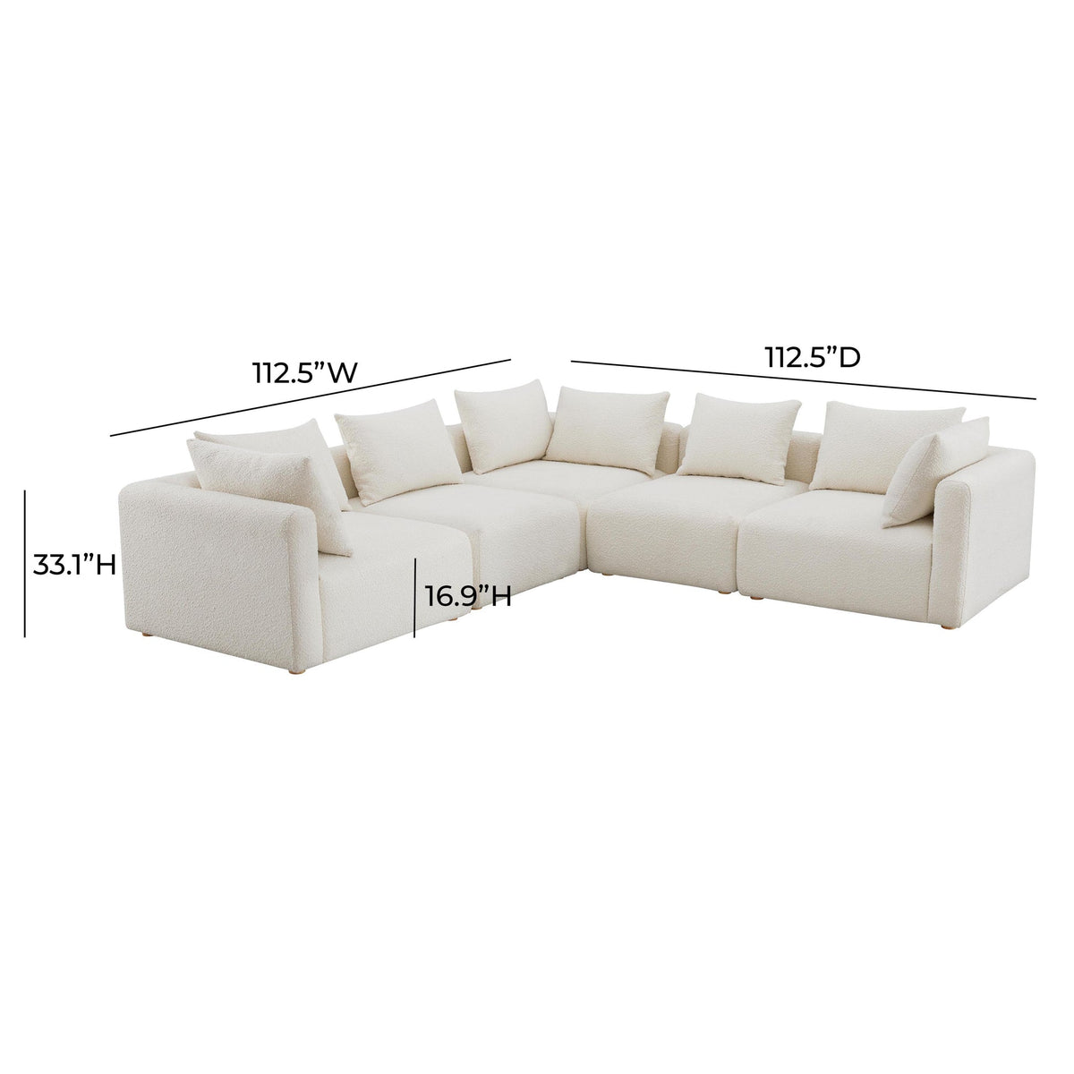 Karsyn 112.5" Cream Performance Boucle 5-Piece Modular L-Sectional