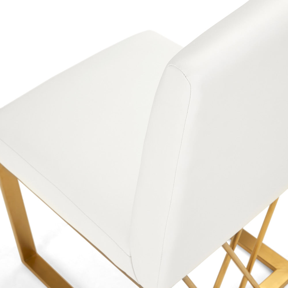 Mercer White Faux Leatherette & Gold Dining Chair