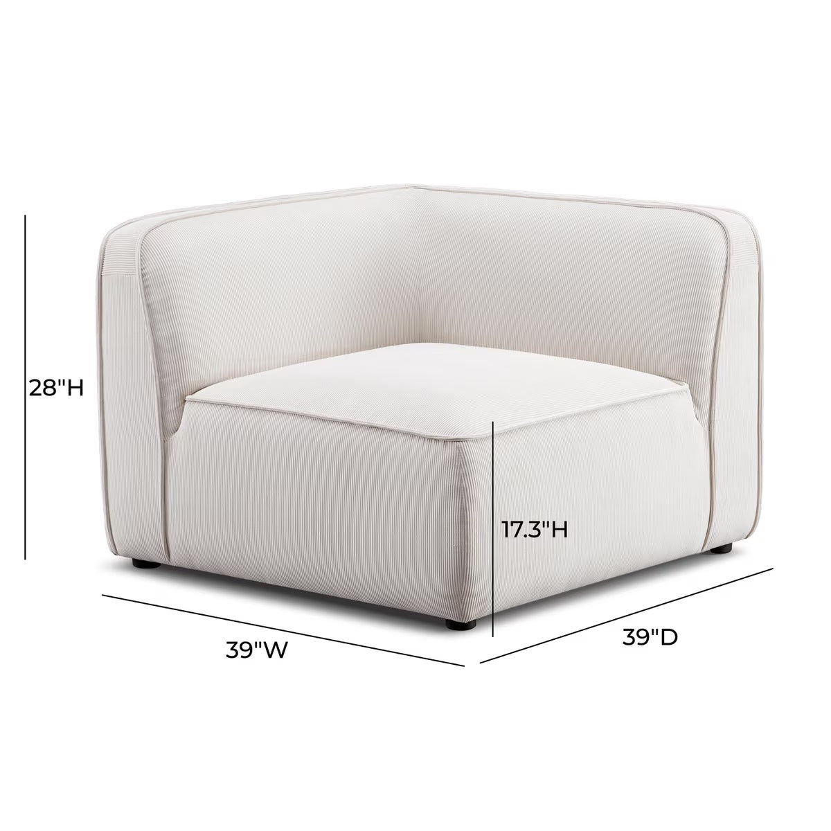 Travie White Sand Performance Corduroy Velvet Corner Chair