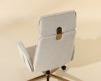 Kalev Cream Plush Fabric & Gold Desk Chair