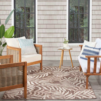 Annaleisa Indoor/Outdoor Mocha Leaves Area Rug - Elegance Collection