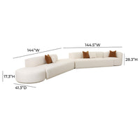 Pablo 204" Plush Cream Boucle 5-Piece Modular Chaise Sectional Sofa