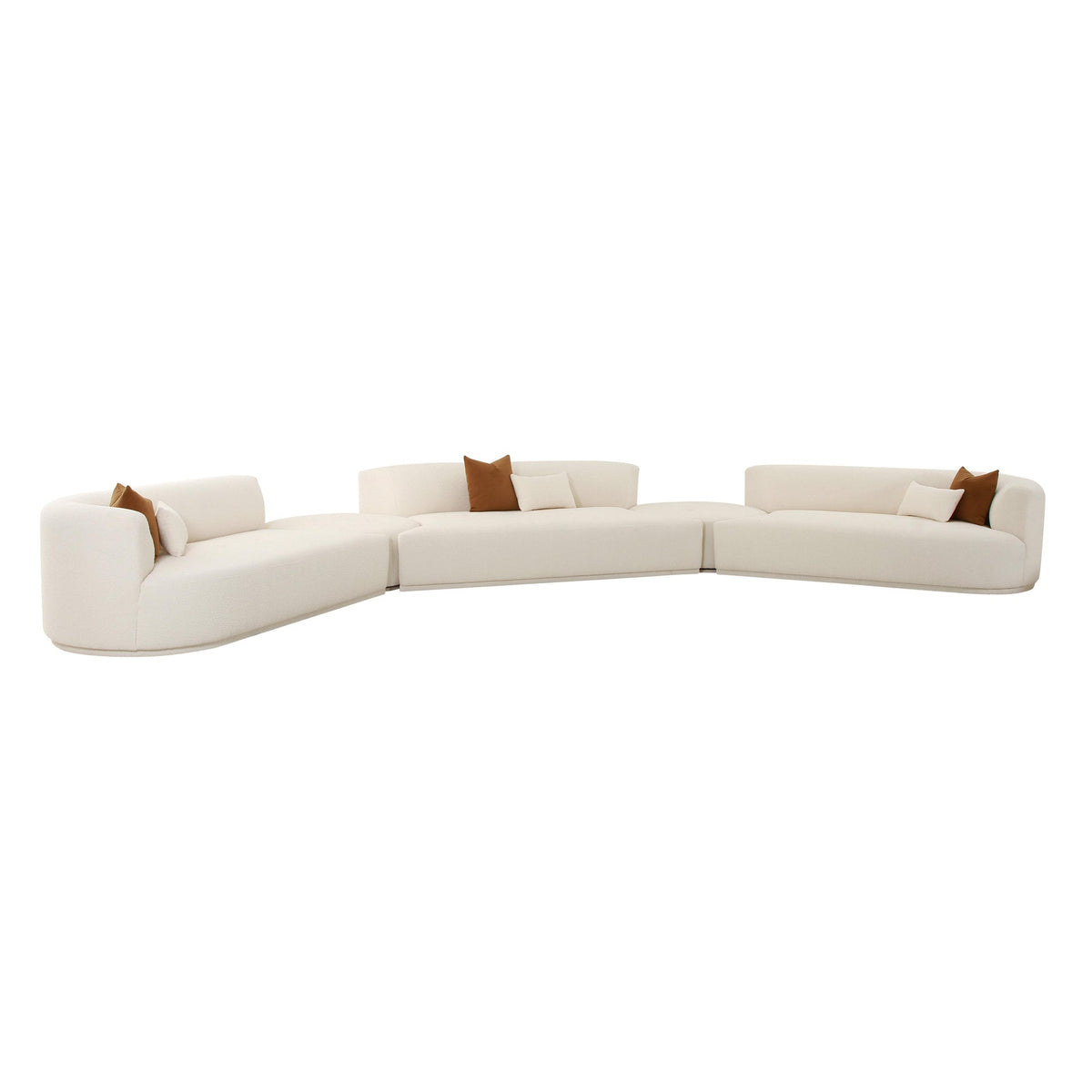 Pablo 196" Plush Cream Boucle 5-Piece Modular Sectional Sofa
