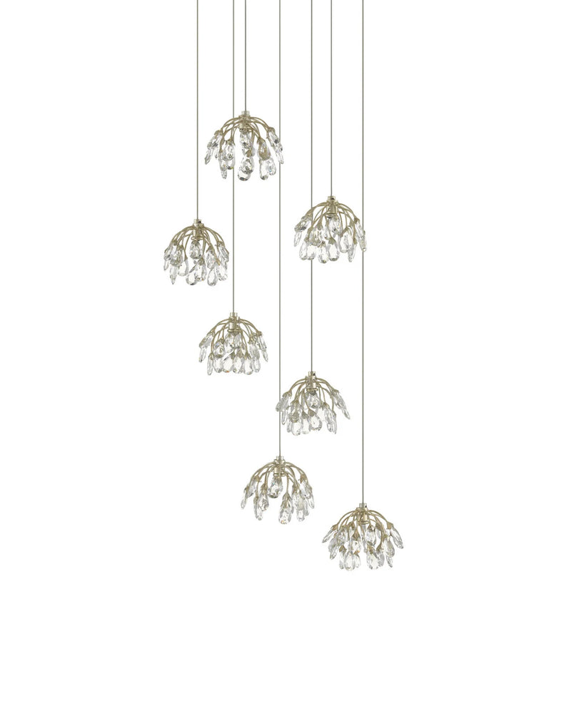 Crystal Bud 7-Light Round Multi-Drop Pendant