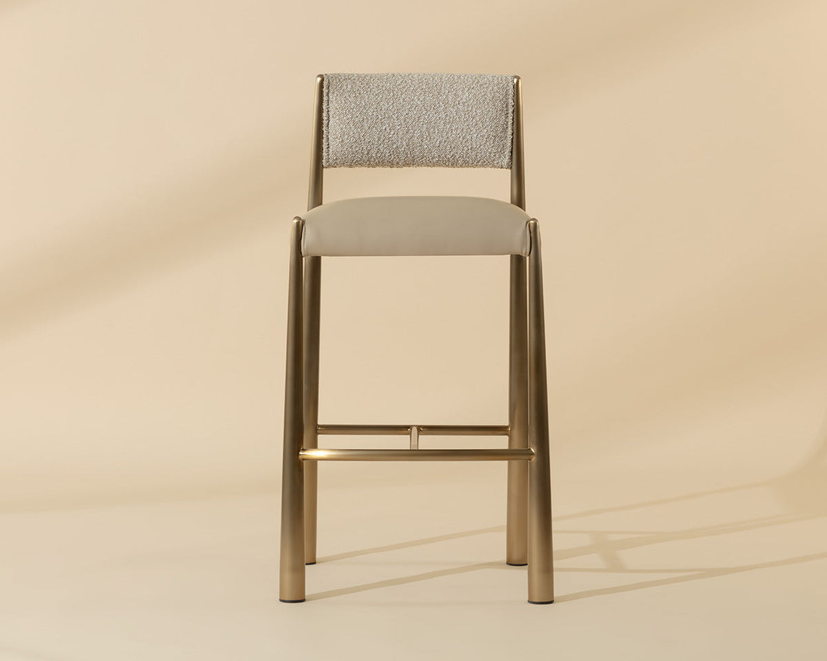 Bayard Oatmeal & Antique Brass Bar Stool