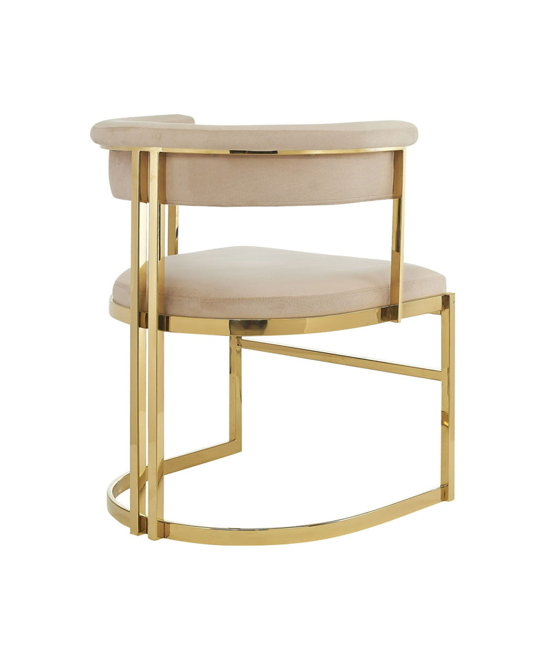 Clancy Modern Beige Velvet + Gold Dining Chair