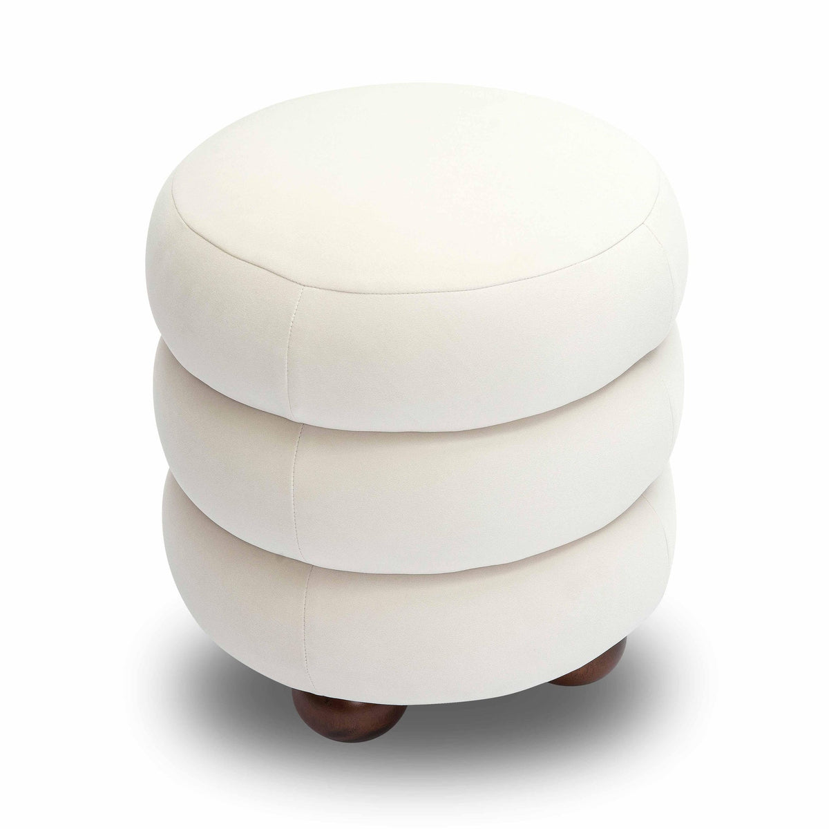 Stefanie Cream Performance Velvet Ottoman