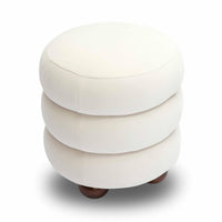 Stefanie Cream Performance Velvet Ottoman