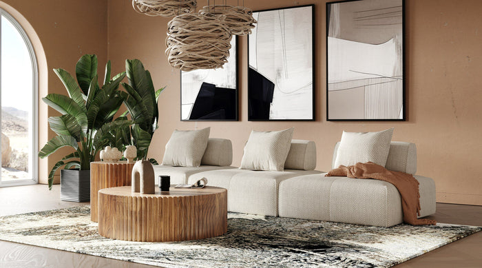 Eliza 3 Piece Modern Modular Beige Sectional Sofa