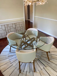 Claude Cream Fabric and Walnut Arm Dining Chair