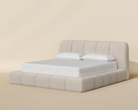 Olena Oatmeal Plush Upholstered Channel Bed