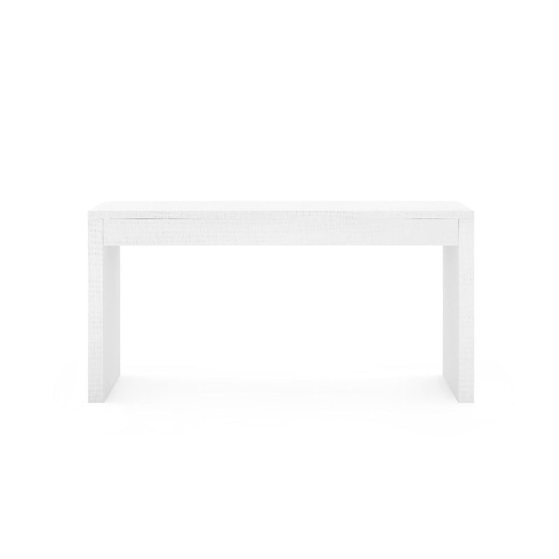 Kynlee Large Grasscloth Chiffon White Console Table