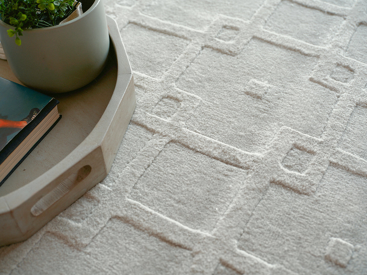 Ramo Modern Light Silver Patterned Area Rug - Elegance Collection