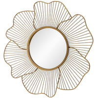 Floral 43" Gold Leaf Round Mirror