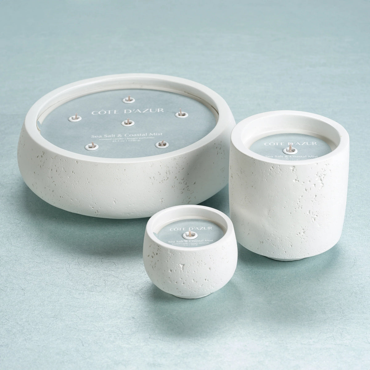 Côte d'Azur White Concrete Scented Candle/6 Wick-45.5 oz (Set of 4)