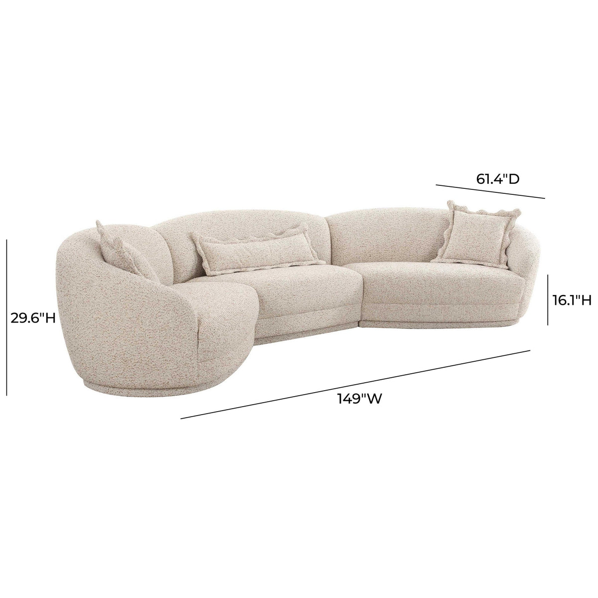 Marion 149” Two-Tone Textured Performance Boucle 6 Person Sectional