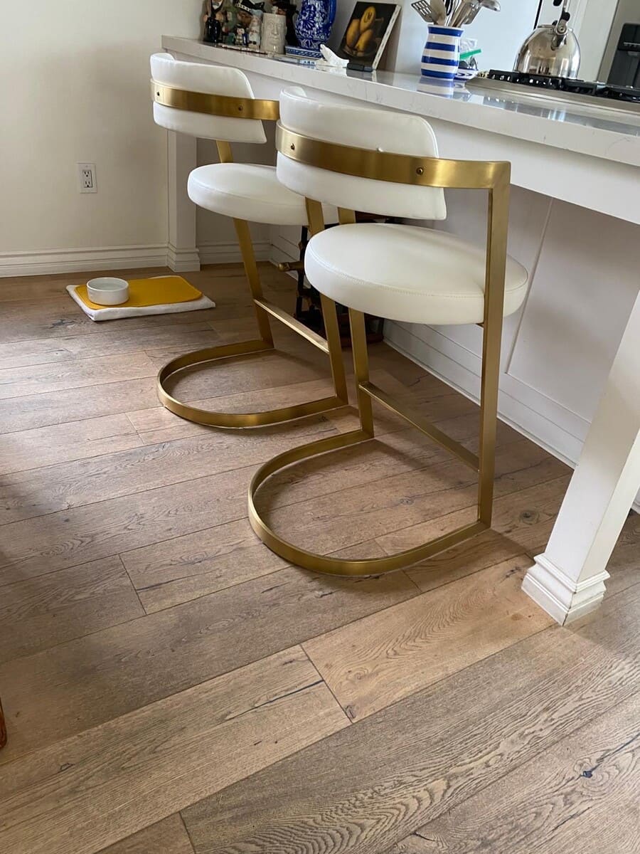 Diana White Leatherette & Gold Counter Stool