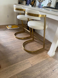 Diana White Leatherette & Gold Counter Stool