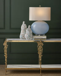 Fiore 72" White Marble & Polished Brass Console Table