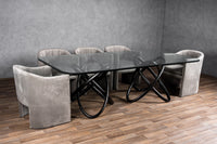 Caroline Modern Glass & Black Ash Dining Table